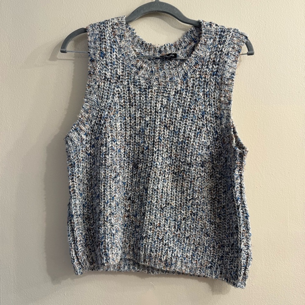 Splendid Marled Blue Cotton Blend Sweater Vest Tank Top Size Small